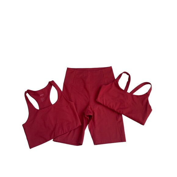 Girlfriend Collective Women's Small Medium 3 Piece Matching Set Bras + Shorts